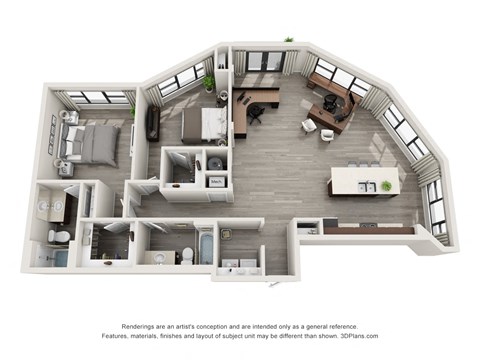 Floor plan for 2 beds, 2 baths, 1489 sqft
